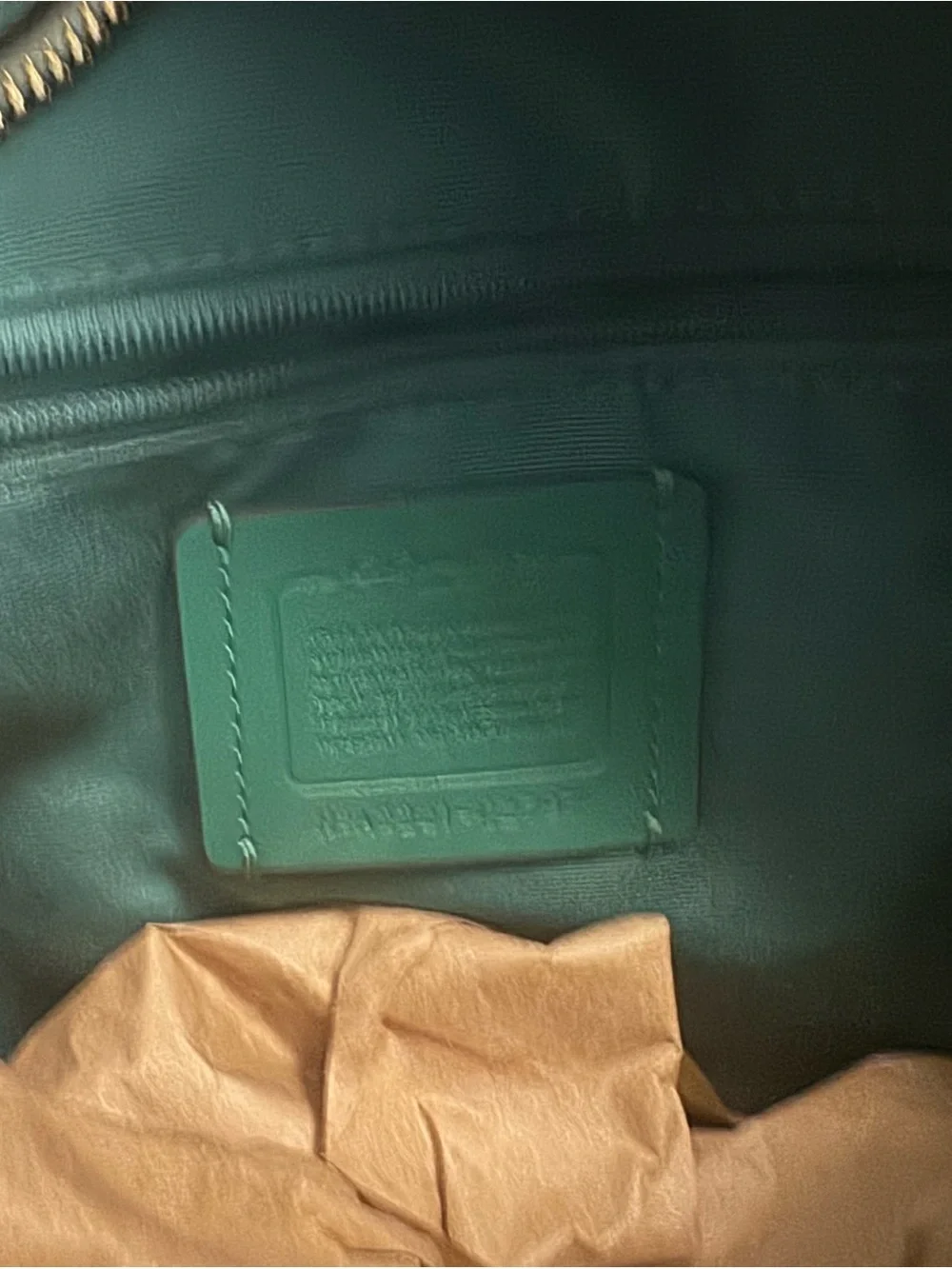 Coach Green and Light Gray Pebbled Leather Mini Backpack